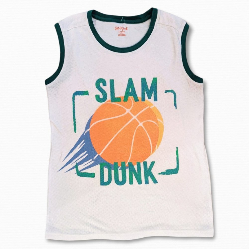 Cat & Jack Kids Slam Dunk Graphic White Tank Top